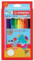Цветные карандаши + точилка STABILO Swans Jumbo, 12 цветов