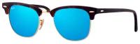 Солнцезащитные очки Ray-Ban, клабмастеры, оправа: металл, с защитой от УФ, зеркальные, устойчивые к появлению царапин