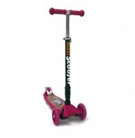 Самокат Детский SCOOTER Maxi Print TJ-701PF черно-розовый, девочка, 120 мм