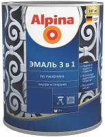 ALPINA Эмаль алкидно-уретановая по ржавчине 3 в 1, База 1 (0,75л)