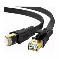 Патч-корд U/FTP CAT8 1м KS-is KS-411-1 RJ-45 кабель AWG30 плоский - чёрный