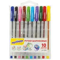 Ручки шариковые масляные юнландия классная, набор 10 цветов, узел 0,7мм, линия 0,35мм, 143535