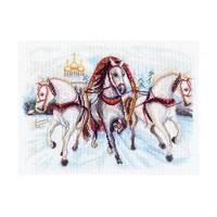1539 Канва с рисунком 'Матренин посад' 'Тройка лошадей', 37*49 см