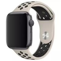 Ремешок силиконовый перфорированный для Apple Watch 42/44 мм серо-черный