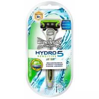 Бритвенный станок WILKINSON SWORD HYDRO5 SENSITIVE (1 станок, 1 сменная кассета), 5-лезв, плавающая головка, увл. полоска, прорезиненная ручка