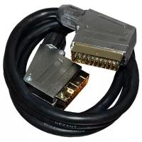 Шнур Rexant, штекер SCART - штекер SCART (21pin), 1 м (металл, напыление золотом) (PL-3561) {17-1111}