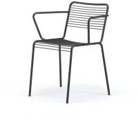 ArtCraft / Дизайнерский стул на металлокаркасе Cast LR с подлокотниками черного цвета, металлические стулья для кухни, кресло для кафе, ресторана, садовый стул