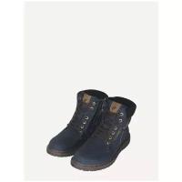 Зимние мужские ботинки Алекс кожаные с натуральным мехом, синие, модель 475093-4