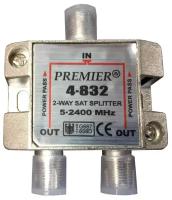 Разветвитель Premier 4-852FC на 2 тв 5-2400MHz с прох. питания + F RG-6 (3 шт.)