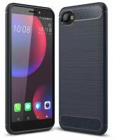 Чехол-накладка Carbon Fibre для HTC Desire 12 (темно-синий)