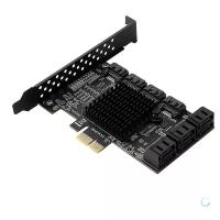 Контроллер ORIENT AJ1062S10, Контроллер PCI-Ex1 v3.0, SATA3.0 6Gb/s, 10-port int, ASM1062+2xJMB585 chipset, oem