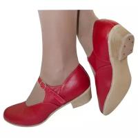 Туфли для танцев VARIANT для девочек, для танцев, натуральная кожа, размер 30, красный