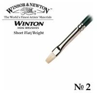 Кисть для масла, Winsor&Newton Winton, свиная щетина, короткая обойма, плоская, №2