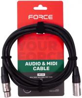 FORCE FMC-14/3 - Шнур микрофонный XLR (F) -XLR (M) (3мх6мм), металлические разъемы с позолоченными контактами, цвет - черный