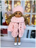 Шубка и шапочка вязанная Ani Raam для куклы Барби, Розовый