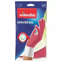 Перчатки Vileda с хлопком Universal, 1 пара, размер L, цвет розовый