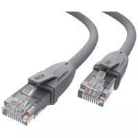 GCR Патч-корд прямой 2.0m UTP кат.6, серый, 24 AWG, литой, ethernet high speed, RJ45, T568B