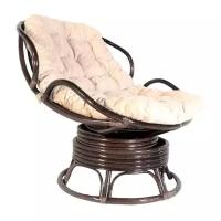 Кресло Папасан Челси вращающийся из натурального ротанга 23/03В с подушкой, цвет темно-коричневый