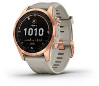 Garmin Fenix 7S Solar, розовое золото с песочным силиконовым ремешком (010-02539-11)