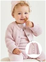Кардиган Happy Baby, без капюшона, вязаный, размер 68-74, розовый