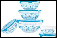 Набор стеклянных салатников с крышками Irit GLSA-5-005 голубой