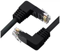 GCR Патч-корд 5.0m UTP кат.5e, черный, нижний/нижний угол, литой, ethernet high speed, RJ45, T568B