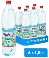 Вода минеральная Biovita негазированная, ПЭТ, 6 шт. по 1.5 л