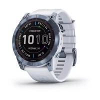 Умные часы Garmin Fenix 7X Sapphire Solar титановый синий минерал DLC с белым ремешком 010-02541-15