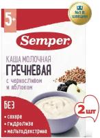 Каша Semper молочная гечневая с черносливом и яблоком 180г