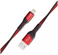 Кабель для iPod, iPhone, iPad InterStep USB/Lightning плоский 0,6м Red/Black