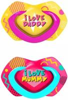 Пустышка силиконовая симметричная Canpol babies Neon Love 0-6 мес., 2 шт