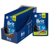 Brit Premium пауч для кошек (кусочки в соусе) Говядина и ягненок, 85 г. упаковка 14 шт