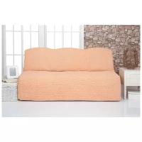 Чехол на трехместный диван без подлокотников и оборки Venera цвет персиковый