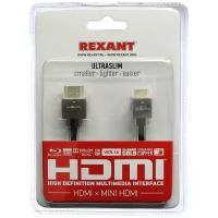 Шнур HDMI-mini HDMI 1,5м gold Ultra Slim REXANT