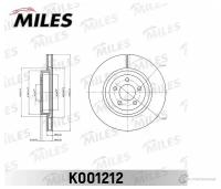 Диск тормозной CHRYSLER 300C 04- передний D=345мм. K001212 MILES K001212