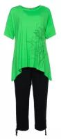 Комплект женский повседневный (футболка и капри), цвет зеленый, размер 62