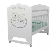 Кроватка Волжская деревообрабатывающая компания Love Sleeping (колесо, без ящика), качалка, полозья для качания, белый