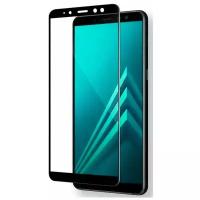 Защитное стекло для Samsung Galaxy A8 2018 черное противоударное / закаленное