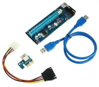 Переходник на видеокарту с USB3.0 на PCI-Eх 1х-16х, 164P-NO3, 4PIN, для майнинга