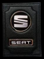 Обложка для автодокументов и паспорта SEAT (сеат) кожаная флотер