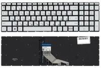 Клавиатура для ноутбука HP 15-dw серебристая с подсветкой