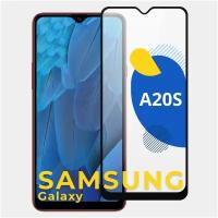 Защитное стекло на телефон Samsung Galaxy A20S / Полноэкранное стекло на Самсунг Галакси А20S (Черный)