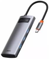 USB-концентратор Хаб Hub Baseus Metal Gleam Series 5 в 1 CAHUB-CX0G (Space Grey) Type-C(PD), HDMI, 3xUSB 3.0