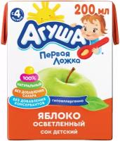 Сок осветленный Агуша Яблочный (Tetra Pak), c 4 месяцев, 4.047 кг, 18 шт. в уп