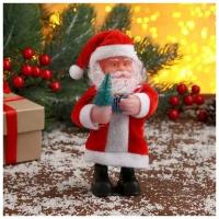 Фигурка новогодняя, Дед Мороз с ёлкой и подарком 15 см, 1 шт