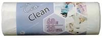 Мешки для мусора ПНД 60л 7мкм 20шт/рул белые 58х68см Ecoclean