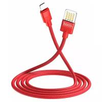 Кабель USB - Apple 8 pin HOCO U55 Outstanding, 1.2м, круглый, 2.4A, ткань, цвет красный