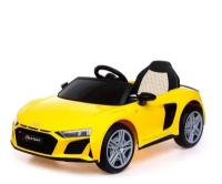 Электромобиль AUDI R8 SPYDER, EVA колеса, кожаное сидение, цвет жёлтый