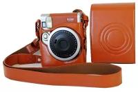 Защитный чехол-сумка-футляр MyPads TC143-368 для фотоаппарата Fujifilm Instax Mini 90 противоударный усиленный легкий коричневый