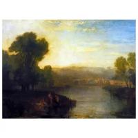 Репродукция на холсте Вид Ричмонд Хилл и мост (View of Richmond Hill and Bridge) Тёрнер Уильям 41см. x 30см